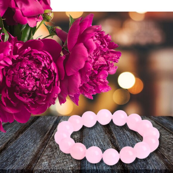 Natural Stone Healing Pure Rose Quartz Pink Crystal Round Beads Stretch Bracelet - Picture 13 of 15